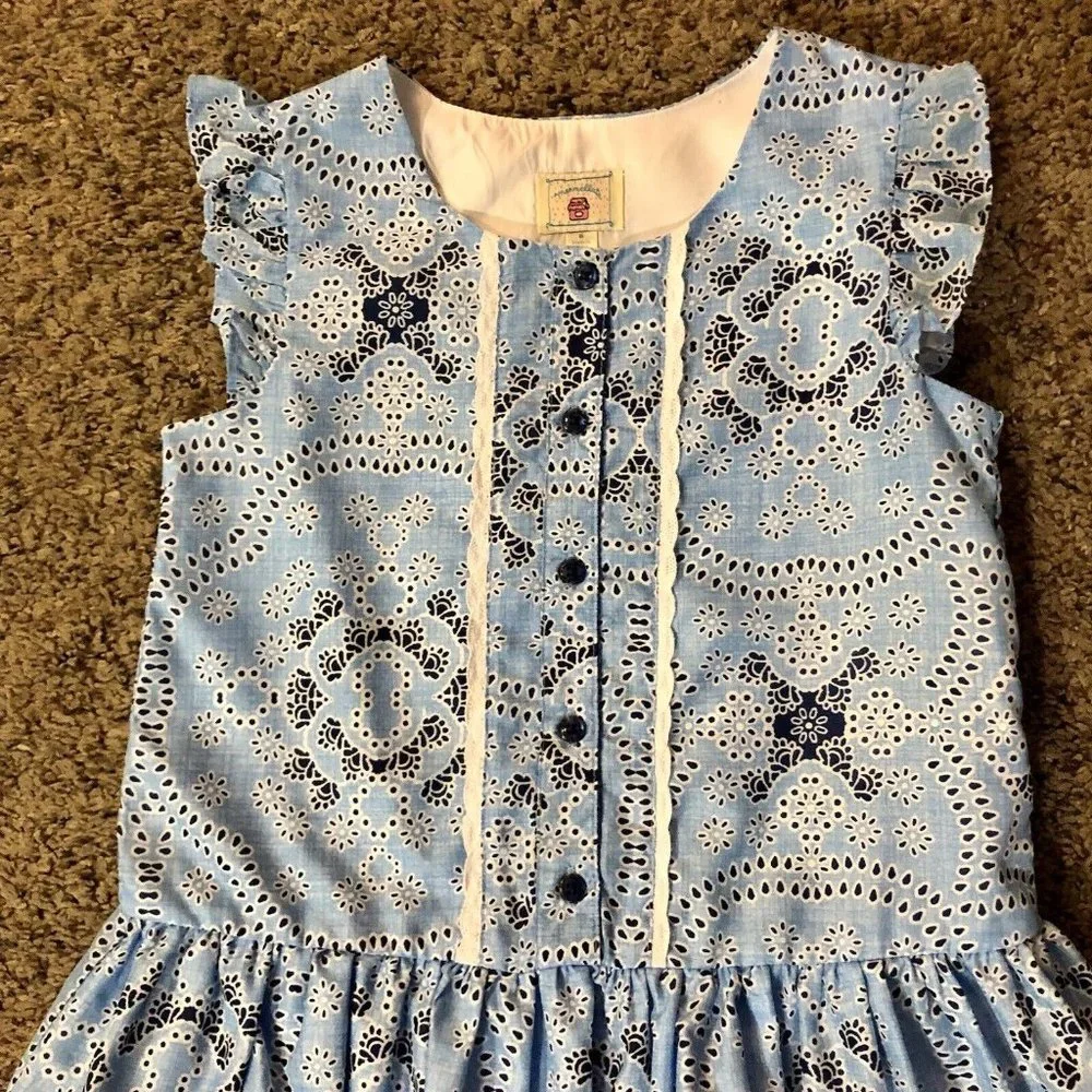 Marmellata Dress Girls 6 Used Blue White - Picture 10 of 11